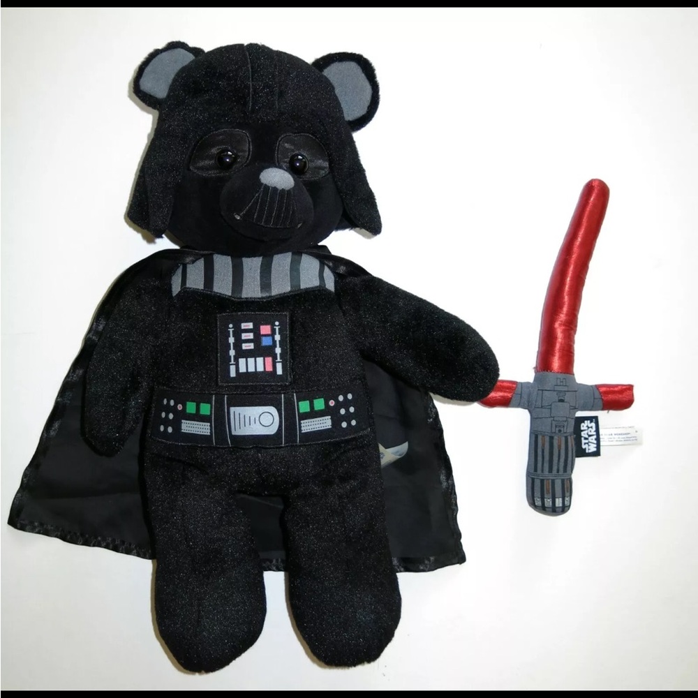 Build-A-Bear Workshop Star Wars stuffed Plush toy Darth Vader cape red saber